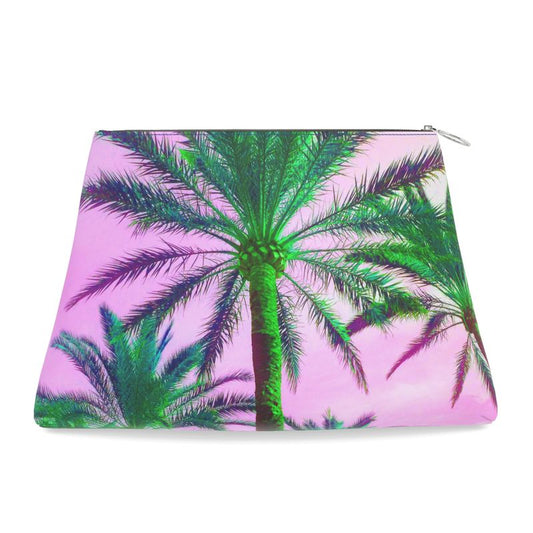 Pink Palm Trees - Leather Clutch