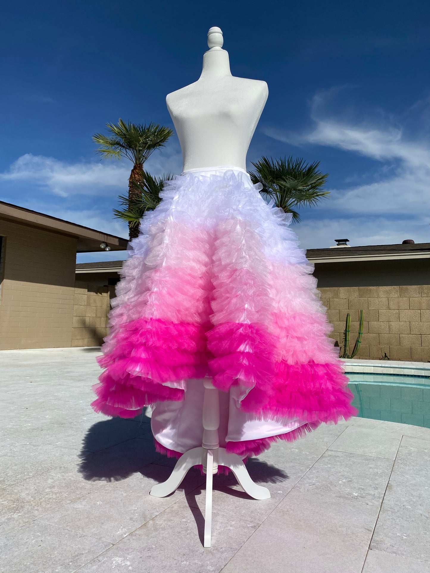 Flirty & Feminine - Layered Ruffled Hi Lo Ball Skirt